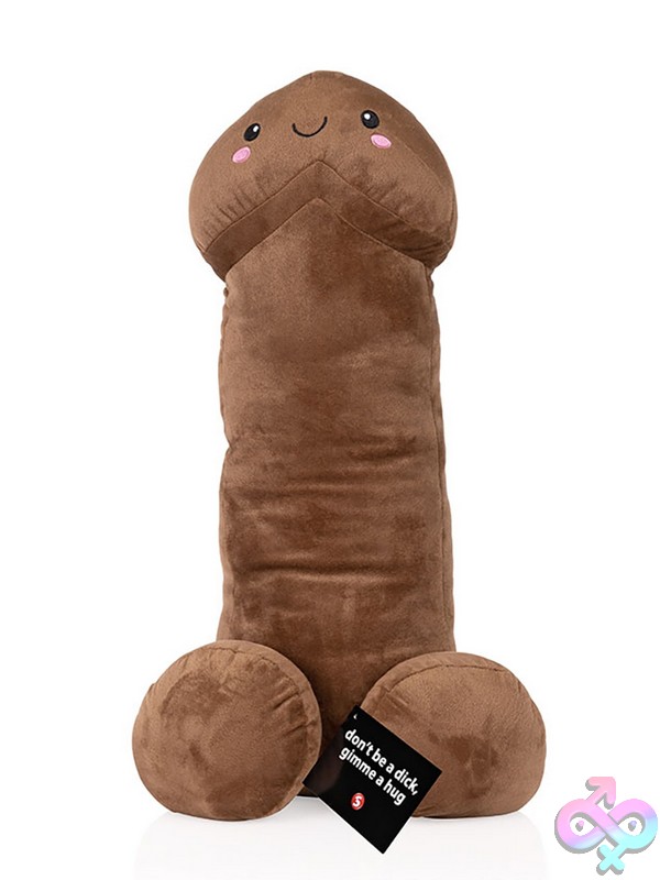 Discreet-Toys-Penis-Stuffy-24-Brown-Nu-St-Sli216Brn 24-Inch Soft Plush Penis Stuffy In Brown And Multi Color Options On A White Background