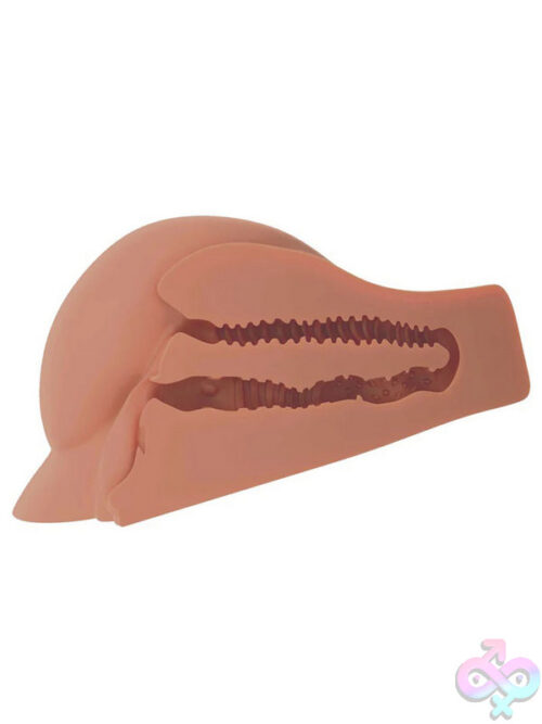 Realistic Male Masturbator Perfect 10 Bottom Tan Dual-Entry Pocket Pussy By Pdx Brands