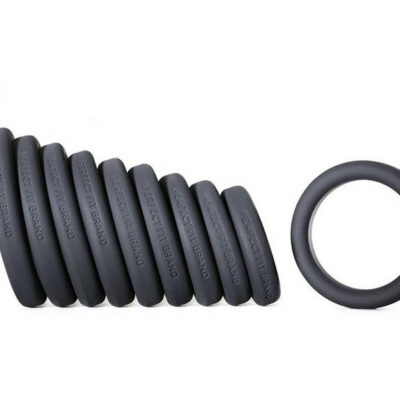 Play Zone Kit Black by Perfect Fit — nine graduated silicone cock rings with cone storage organizer