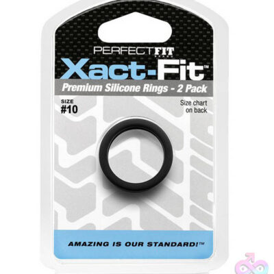 Xact Fit Ring 2 Pack size 10 by Perfect Fit — black silicone cock ring set