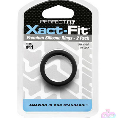 xact fit ring 2 pack 11 black silicone cock ring by Perfect Fit