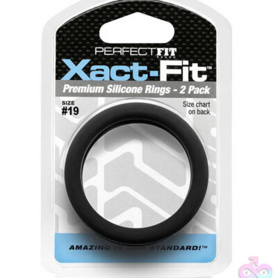 Xact Fit Ring 2 Pack 19 black silicone cock rings by Perfect Fit