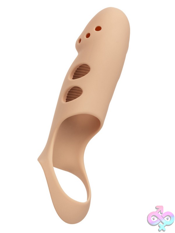 Discreet-Toys-Performance-Maxx-Rechargeable-Stud-Ivory-Nu-Se-1633-75-3 Studded Vibrating Penis Sleeve Performance Maxx Rechargeable Stud By Calexotics In Beige And Brown