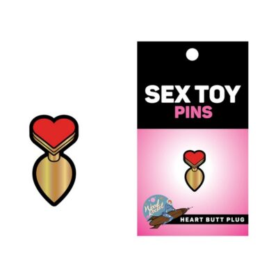 Gold and red heart novelty enamel pin by Wood Rocket