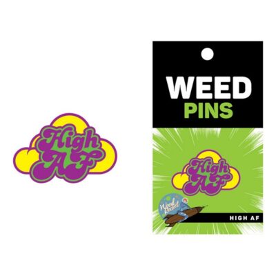 Purple multi-color metal enamel pin High Af by Wood Rocket