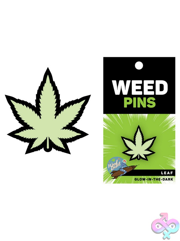 Discreet-Toys-Pin-Leaf-Glow-In-The-Dark-Nu-Epw-010 Glow-In-The-Dark Green Pot Leaf Enamel Pin By Wood Rocket
