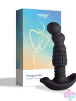 Girthy black prostate massager with rolling bead neck and curved head by Honey Play Box
