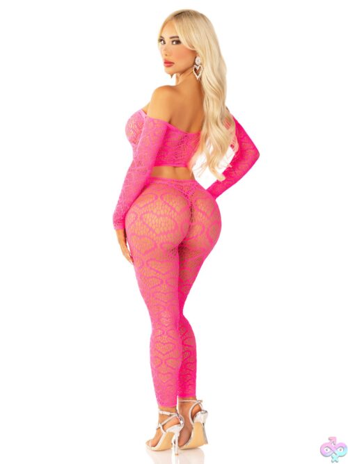 Pink 2Pc Croptop And Footless Tights - Os Tights - Image 2