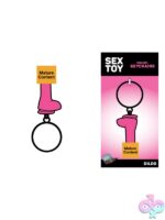 Pink dildo keychain novelty accessory in bright pink by Wood Rocket