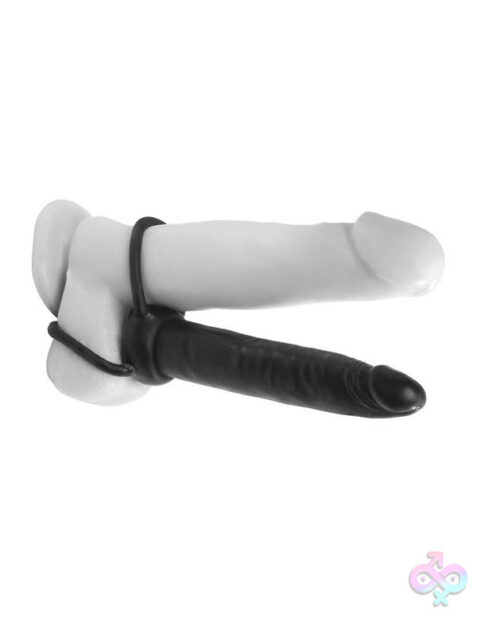 Anal Fantasy Collection Double Trouble Black by Pipedream — double-penetration strap-on with cock and ball ring