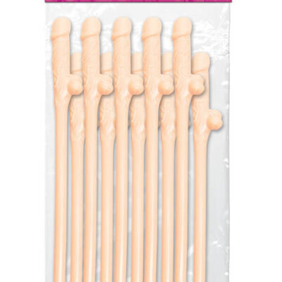 Bachelorette Party Favors 10 Dicky Sipping Straws Light by Pipedream — pink novelty penis straws pack