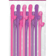 Pipedream Sex Toys - Bachelorette Party Favors 10 Dicky Sipping Straws - Pink & Purple
