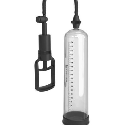 Classix XL Penis Enlargement Pump by Pipedream — black manual pump with clear vacuum tube
