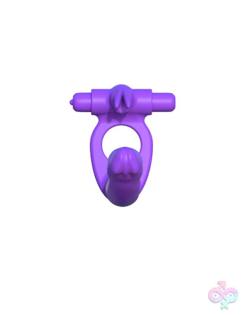 Pipedream Sex Toys - Fantasy C-Ringz Silicone Double Penetrator Rabbit - Purple