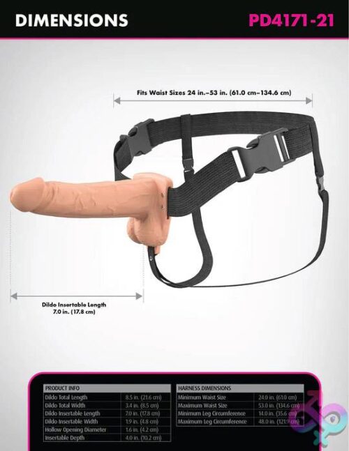 Fantasy X-Tensions Elite 7&Quot; Vibrating Hollow Silicone Strap-On - Image 5