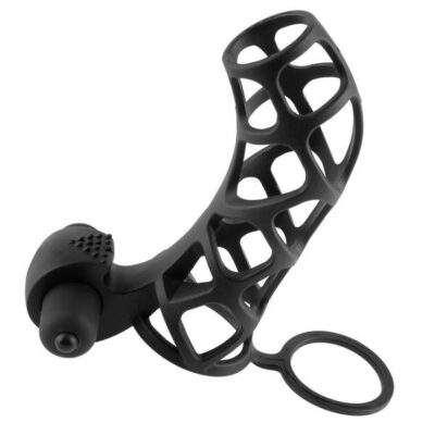 Fantasy X Tensions Extreme Silicone Power Cage in black by Pipedream — vibrating waterproof cock cage
