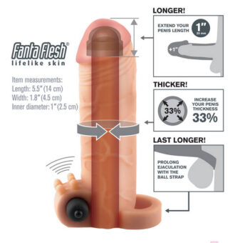 Pipedream Sex Toys - Fantasy X-Tensions Vibrating Real Feel 1-Inch  Extension