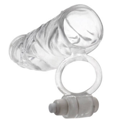 Fantasy X Tensions Vibrating Super Sleeve Clear by Pipedream — vibrating penis extension sleeve