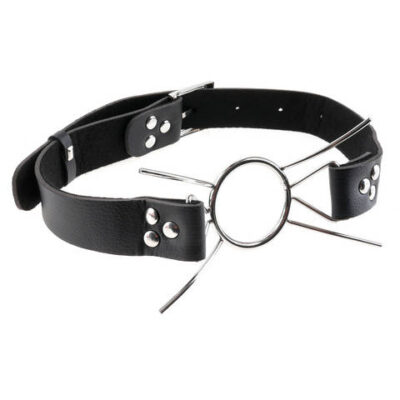 Fetish Fantasy Extreme Spider Gag black leather strap steel ring by Pipedream
