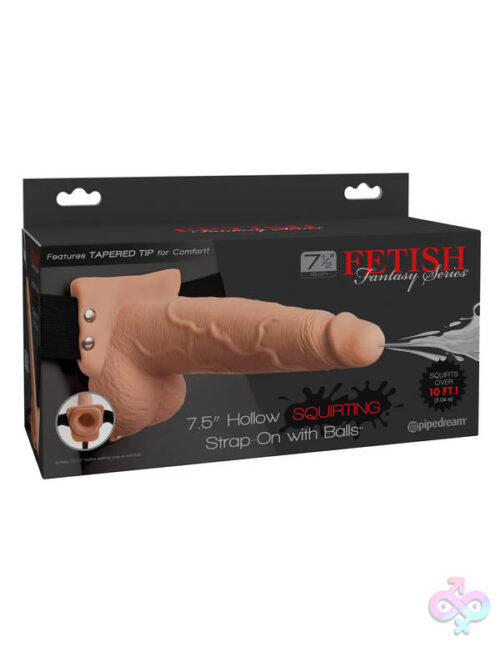 Pipedream Sex Toys - Fetish Fantasy Series 7.5" Hollow Squirting Strap-on With Balls - Flesh