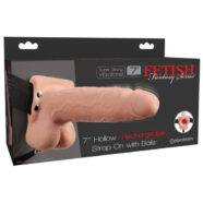 Pipedream Sex Toys - Fetish Fantasy Series 7" Hollow Rechargeable Strap-on With Balls - Flesh