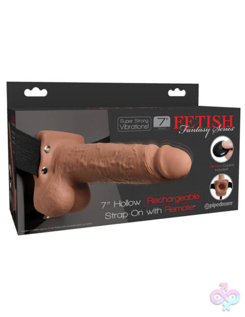 Pipedream Sex Toys - Fetish Fantasy Series 7" Hollow Rechargeable Strap-on With Remote - Tan