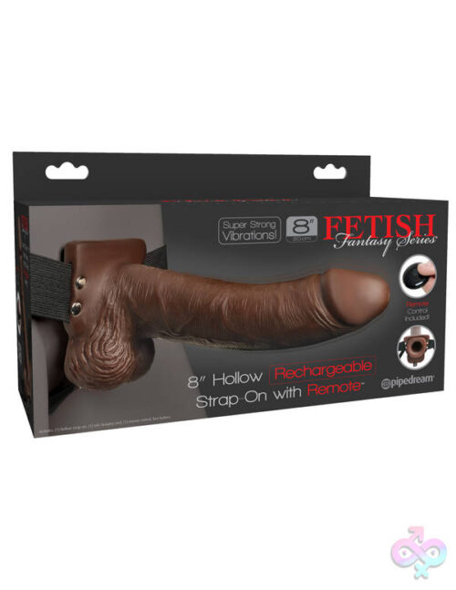 Pipedream Sex Toys - Fetish Fantasy Series 8" Hollow Rechargeable Strap-on With Remote - Brown