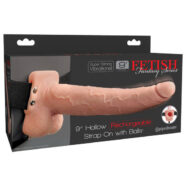 Pipedream Sex Toys - Fetish Fantasy Series 9" Hollow Rechargeable Strap-on With Balls - Flesh