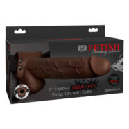 Pipedream Sex Toys - Fetish Fantasy Series 9" Hollow Squirting Strap-on With Balls - Brown