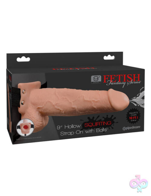 Pipedream Sex Toys - Fetish Fantasy Series 9" Hollow Squirting Strap-on With Balls - Flesh