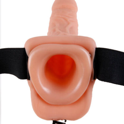 Series 9 Inch Vibrating Hollow Strap Fetish Fantasy with Balls Beige by Pipedream