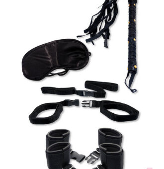 Fetish Fantasy Series Bedroom Bondage Kit By Pipedream In Black — Restraints, Whip, Mask, Bedpost Extensions