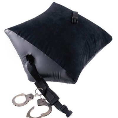 Fetish Fantasy Series Deluxe Position Master with Cuffs by Pipedream — black inflatable bondage wedge