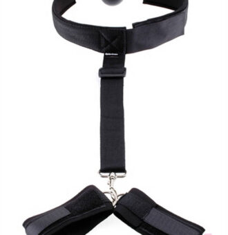 Pipedream Sex Toys - Fetish Fantasy Series Gag and Wrist Restraint - Black