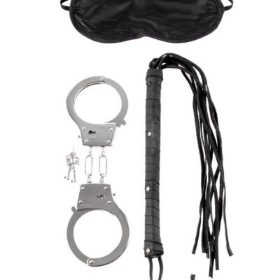 Fetish Fantasy Series Lovers Fantasy Kit black bondage set by Pipedream with whip handcuffs and mask