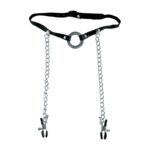 Fetish Fantasy Series O Ring Gag with Nipple Clamps by Pipedream in black