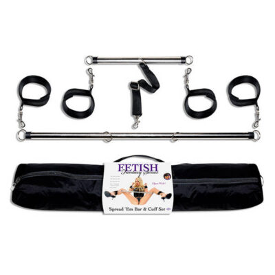 Fetish Fantasy Series Spread Em Bar and Cuffs Set by Pipedream in black