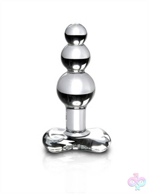Icicles No 47 clear glass anal plug by Pipedream with tapered tip and graduated bulbs