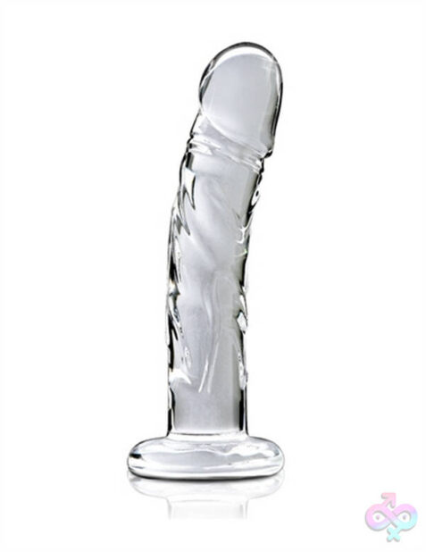 Icicles No 62 Clear Glass Dildo by Pipedream — curved G-spot design with realistic veiny shaft