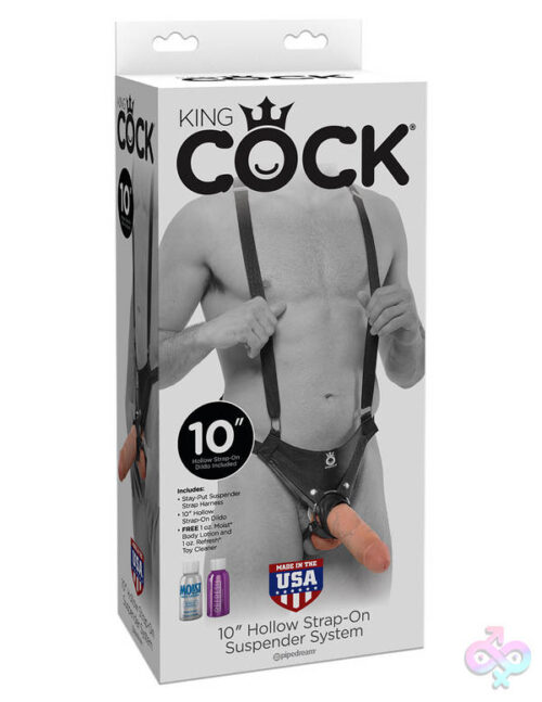 Pipedream Sex Toys - King Cock 10" Hollow Strap-on Suspender System -  Flesh