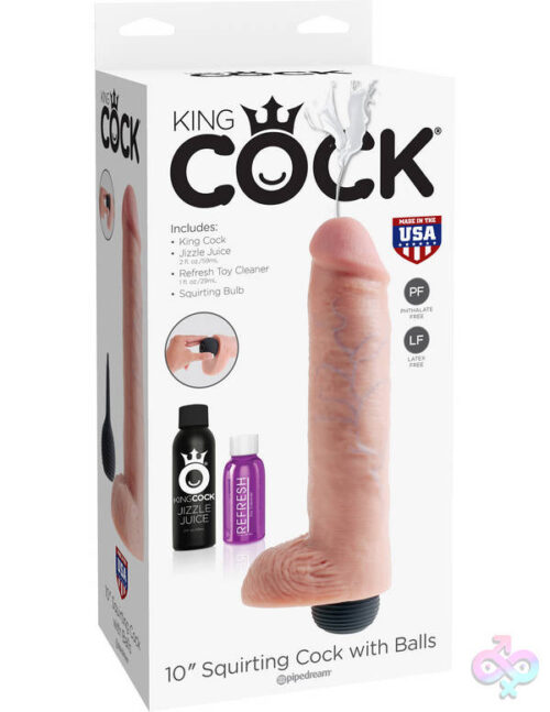 Pipedream Sex Toys - King Cock 10 Inch Squirting Cock With Balls - Light