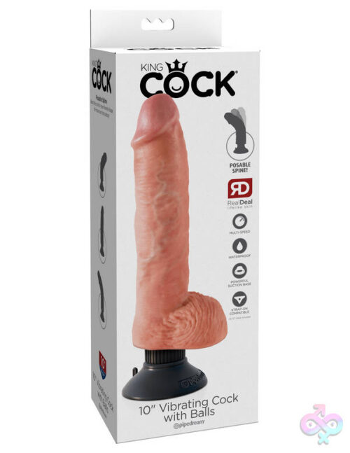 Pipedream Sex Toys - King Cock 10-Inch Vibrating Cock With Balls -  Flesh