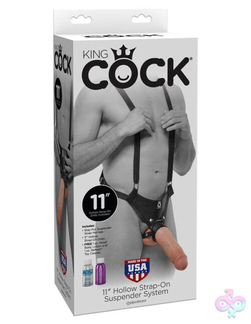 Pipedream Sex Toys - King Cock 11" Hollow Strap on Suspender System -  Flesh