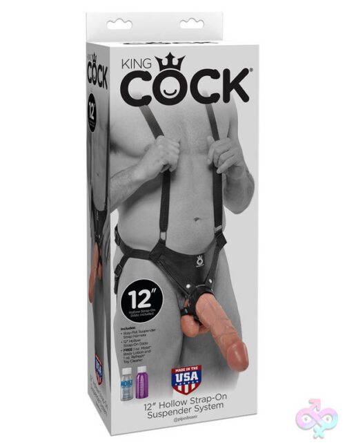 Pipedream Sex Toys - King Cock 12" Hollow Strap-on Suspender System -  Flesh
