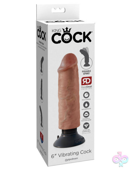 Pipedream Sex Toys - King Cock 6" Vibrating Cock - Tan