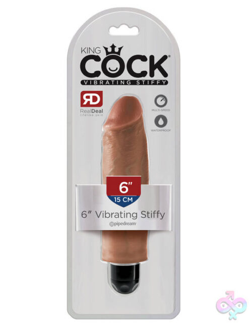 Pipedream Sex Toys - King Cock 6" Vibrating Stiffy - Tan