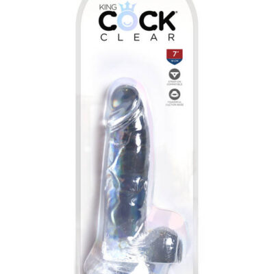 King Cock Clear 7 Cock with Balls by Pipedream — translucent realistic dildo with suction-cup base