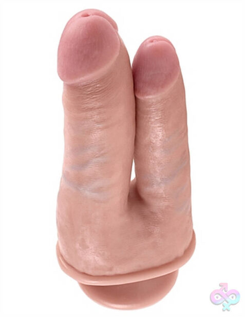King Cock Double Penetrator pink realistic dual penetration dildo by Pipedream with suction-cup base