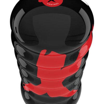 PDX Elite Air Tight Anal Stroker by PDX Brands Pipedream in black — textured cylindrical stroker with suction control