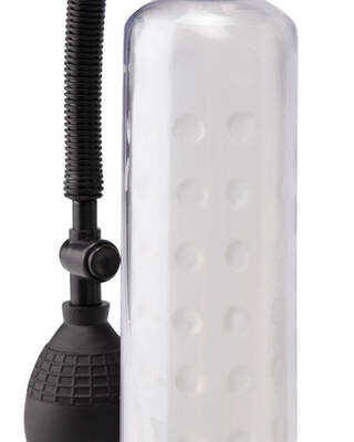 Pump Worx Silicone Power Pump Clear by Pipedream — manual penis pump with silicone sleeve and quick-release valve